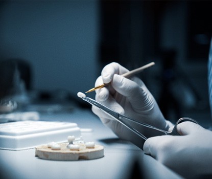 Dental crown being crafted