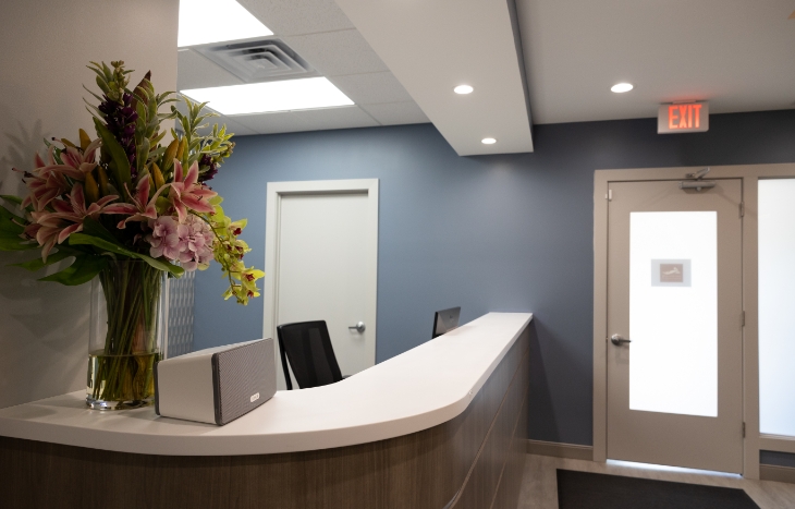 Welcoming dental office reception area