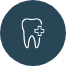 Animated tooth with cross representing emergency dentistry
